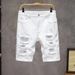 Men's Clothing P New Elastic Solid Color Large Size Ripped Slim Men's Denim Shorts Men's Shorts_mkmklike.com