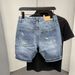 Men Clothing 2025 Summer New Blue Casual Denim Shorts Streetwear Non-elastic Cat Beard Luxury Ripped Hole Blue Slim 4point Pants_mkmklike.com