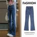 High-waisted Wide-leg Plus-size Jeans For Women 2022 New Spring And Autumn Versatile Slim-fit Long Pants With Slight_mkmklike.com