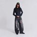 Unisex Y2K Vintage Washed Jeans – High Street Retro Straight-Leg Pants With Distressed Details, 90s Grunge Aesthetic (Black)_mkmklike.com