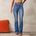 "Women's Retro Stretch Flared Jeans – Vintage Washed Denim, Comfortable Bootcut Trousers For Casual Street Style"_mkmklike.com