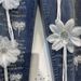 Women's European Style Heavy Duty 3D Floral Rhinestone Jeans Elastic Waist Loose Fit Slimming Fashionable Wide Leg Trousers For Spring And Autumn_mkmklike.com