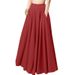 Women's Solid Color Half length Dress with pleats Elastic Waist Skirts_mkmklike.com