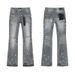 Men Women Y2K Flared Jeans, Vintage Charcoal Wash, Symmetrical Ripped Knees, Splatter, Summer_mkmklike.com