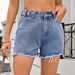 Summer Women's Adjustable Waist Denim Shorts Versatile Washable Solid Color Polyester England Style Fashion Spring/Autumn Clothing_mkmklike.com