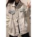 Chicco Chicco High Street Denim Jacket For Women, Autumn New Korean Style, Patchwork Slimming Workwear Jacket, Trendy Top_mkmklike.com