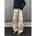 American High Retro Pleated Hip-hop Street Style Patchwork Washed Curved Hem Pants, Autumn Loose Plus-size Jeans For Men_mkmklike.com