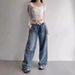 Women's Clothing Waist Jeans Retro Niche Design Loose Wide Leg Pants Simple Casual Straight Pants_mkmklike.com