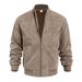 Cross-Border Autumn Suede Solid Color Men's Zipper Jacket Casual Retro Long Sleeve Cardigan Coat For Men_mkmklike.com