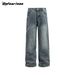 Men's Clothing Retro Washed Old Loose Straight Jeans Men And Women Trendy Wide Leg Casual Baggy Couple Trousers_mkmklike.com