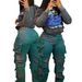 Women's Clothing Style Women's Trendy Denim Overalls Elastic Fabric Wide Version Spray Color With Multi Pockets Straight Fit_mkmklike.com