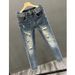 Men's Clothing Men's Trendy Ripped Cropped Jeans Lightweight Stretchy Slim Fit Versatile Spring Style Denim For Formal & Casual_mkmklike.com