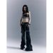 Cross-border Design Street Punk Heavy-duty Low-waist Flared Jeans For Women, 2025 Spring, Studded Vintage Washed Denim_mkmklike.com