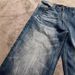 American Retro Dark Blue Lightning Cracked Jeans For Men And Women Loose Wide Leg Pants Washed Straight Flared Pants_mkmklike.com