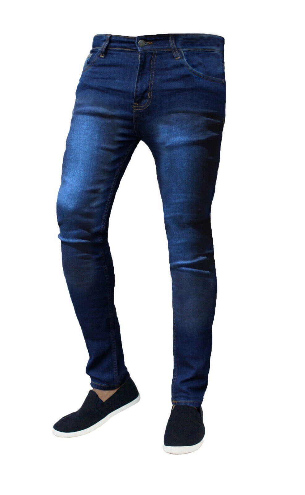 Men Jeans Straight Pants Mid Waist Strecth Washed Vintage Distressed Pockets Basics Ankle Length Trousers Streetwear Denims Trendy_mkmklike.com