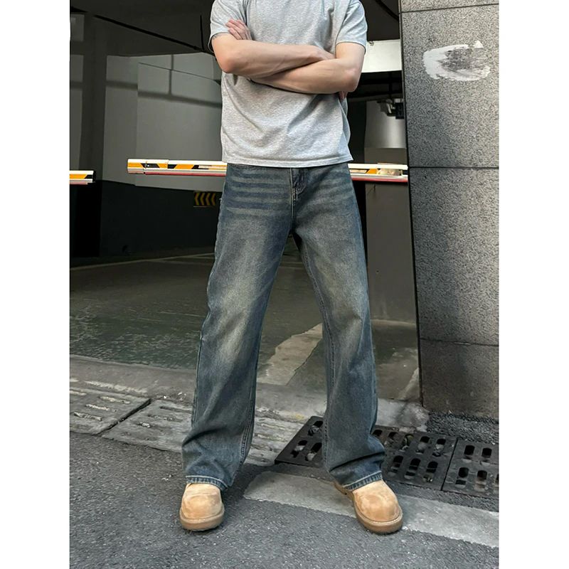Nordmann Men's Jeans 2025 New Guangzhou Xintang Town Vintage Washed Casual Spring Autumn Straight Loose Trendy Brand Pants_mkmklike.com