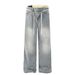 American Style Lace-up Jeans Washed And Distressed Simple Loose Men's Street Fashion Ins Straight-leg Pants Wide-leg_mkmklike.com
