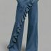 Women's Retro Washed Denim Trousers Mid-Waisted Irregular Fit BAGGY_mkmklike.com