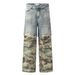 Men's Clothing Men's Pants American High Street Patchwork Camouflage Jeans Men's Vintage Washed Hip-hop Trendy Personalized Straight_mkmklike.com