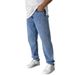 Men's Relaxed Fit Casual Denim Pants - Classic Straight Leg Jeans With Mid Rise & Zip Fly, Washed Blue/Black/Gray For Everyday Wear_mkmklike.com