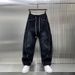 Retro Washed Denim Pants For Men - Vintage Loose Straight-Leg Jeans With Curved Hem & Distressed Details_mkmklike.com