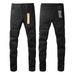 Men's Dark Streetwear Graffiti Skinny Jeans - Black Slim Fit Denim Pants With Pocket Print - Retro Hip Hop Casual Trousers For Men_mkmklike.com