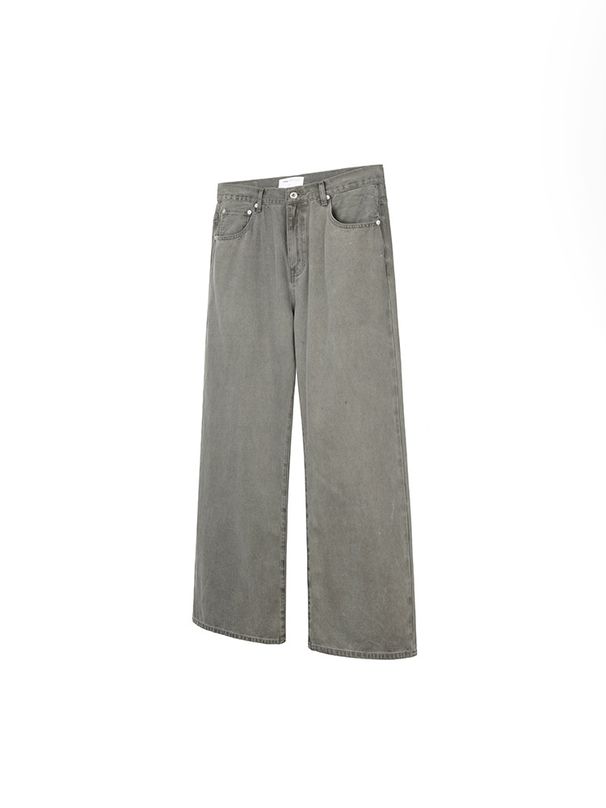 Distressed Washed Ripped Jeans For Men - High Street Punk Style With Patchwork & Splatter Paint Design, Loose Straight Leg Trousers_mkmklike.com