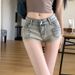 Women's Clothing Low Waist Denim Shorts Women Spring And Summer Slim Fit Hip Hot Pants Retro Straight Pants_mkmklike.com