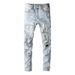 Men's Clothing Fashion Casual Patch Slim Fit Slim Fit Trendy Brand Personality Pants Trendy New Style Ripped Patch Embroidered Jeans For Men_mkmklike.com