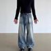 American Retro Vintage Jeans – Unisex Baggy Wide-Leg Denim Pants, Cleanfit Straight Cut For Men & Women (Vintage Blue/Black, S-XXL)_mkmklike.com