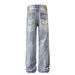 Men's Clothing Retro Trend Street Style Old Washed Design Straight Men's Denim Trousers_mkmklike.com