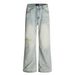 Light Washed Ripped Jeans For Men Punk Vintage Distressed Loose Casual Vib American Street Style Flared Pants_mkmklike.com