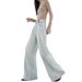 KENH Light Blue Loose Straight Wide-leg Jeans, New Women's Design With Embroidery, Floor-length Pants_mkmklike.com