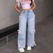 High-Waisted Wide-Leg Jeans With Bow Detail – Vintage Washed Denim Pants For Women (XS-XXL, Light Blue/Deep Blue)_mkmklike.com