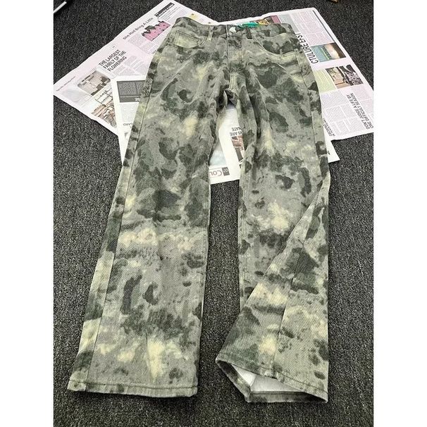 Men's Vintage Camo Cargo Jeans - Distressed Washed Straight Leg Loose Fit High Street Fashion With Multiple Pockets_mkmklike.com