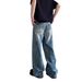 Men's Vintage Washed Blue Jeans Straight Leg Relaxed Fit High Street Clean Aesthetic Global Ready_mkmklike.com