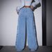 Trendy High-Waisted Butterfly Print Flared Jeans For Women - Comfortable Cotton Blend Denim Pants With Vintage Floral Design_mkmklike.com