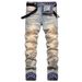 Men's Clothing Youth Street Trend Embroidery Embroidery Retro Cuff Fashion Stretch Denim Trousers_mkmklike.com