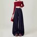 Women's Clothing Vintage Wide Leg Jeans For Women - High Waist Relaxed Fit Stretchy Denim Pants With Flared Hem_mkmklike.com
