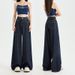 Breathable Lyocell Denim Wide Leg Pants - High Waisted Linen Feel Trousers For Women, Comfortable Loose Fit Summer Pants With Pockets_mkmklike.com