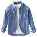 Retro Denim Long Sleeved Shirt, Men's Fashionable Casual Artistic Loose Top Jacket_mkmklike.com