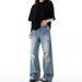 Men's Washed Ripped Jeans Straight Leg Loose Fit Wide Leg American High Street Style Trendy Versatile Cool Long Pants Summer_mkmklike.com
