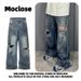 Moclose Unisex Distressed Retro Ripped Jeans Loose Fit Street Style Mud Dyed Cut Out Denim_mkmklike.com