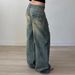 American Retro Heavy-washed Patchwork Low-rise Jeans For Women, Cross-border Loose Casual Long Pants_mkmklike.com