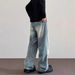 Men's Clothing Unisex Wide Leg Straight Leg Distressed Jeans American High Street Style Cool And Versatile Men's Pants_mkmklike.com