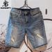 Men's Washed Workwear Denim Shorts Mid-Length Loose Straight Sports Pants Summer Thin Blue Low Waist Versatile American Street_mkmklike.com