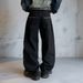 Men's Distressed Black Straight Leg Jeans - Casual Denim Pants With Hand-Painted Details For Teenagers & Young Adults_mkmklike.com