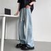 Men's Streetwear Wide Leg Trousers Vintage Denim Pants Loose Fit Jeans for Teen Boys And Youth Casual Spring Fashion_mkmklike.com