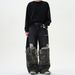 American Street Design Fake Two-piece Jeans Men's And Women's Loose Casual Camouflage Splicing Pants Trendy Straight Pants_mkmklike.com
