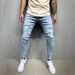 Men's Trendy Ripped Jeans Washed Street Style Cool Trousers European American Foreign Trade Factory Direct Sales Dropshipping_mkmklike.com